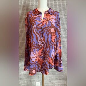 XiRENA Beau Shirt Lilac Fire Helios print Sz XL
